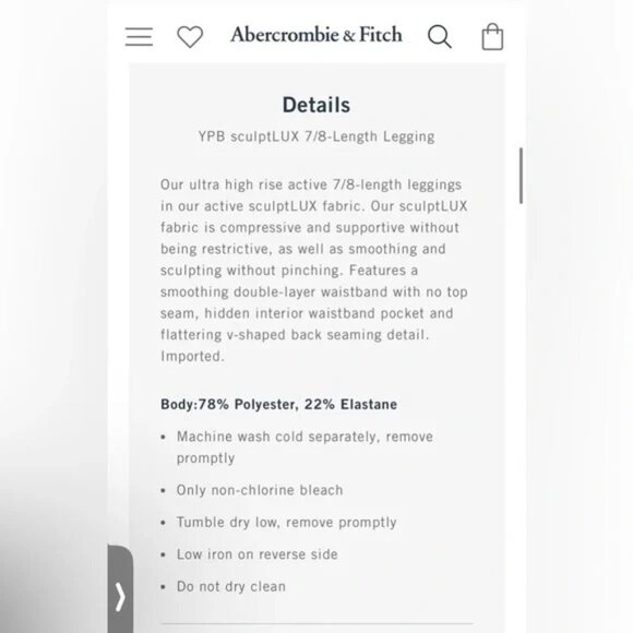 NWT Abercrombie & Fitch SculptLUX Leggings XS - Picture 4 of 4